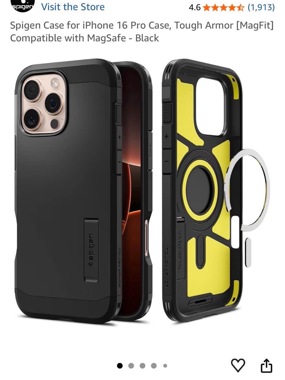 Spigen Tough Armor MagFit Case for iPhone — Black with Yellow Interior
